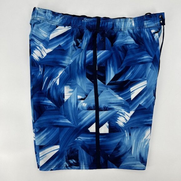 Nike Swimming Trunks Shorts Men's Swim XXL Blue Geometric Mesh‎ Lined - Picture 7 of 12